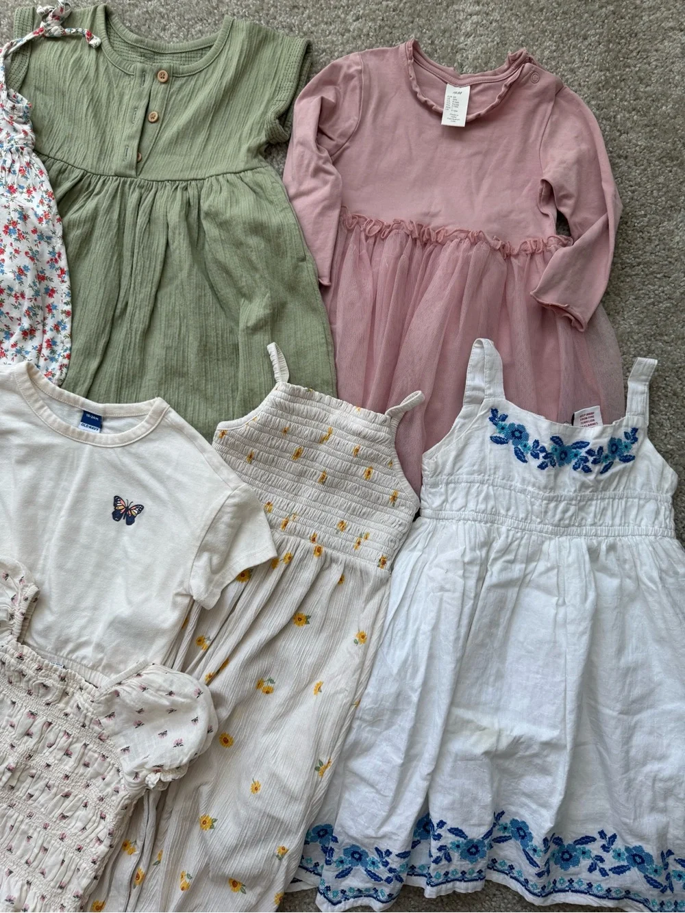 Old Navy Mixed-Girls Summer Dress & Top Lot in Olive, Pink, White and Coral